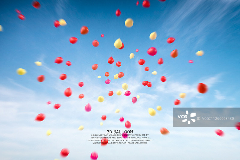 气球在天空的3D插图图片素材