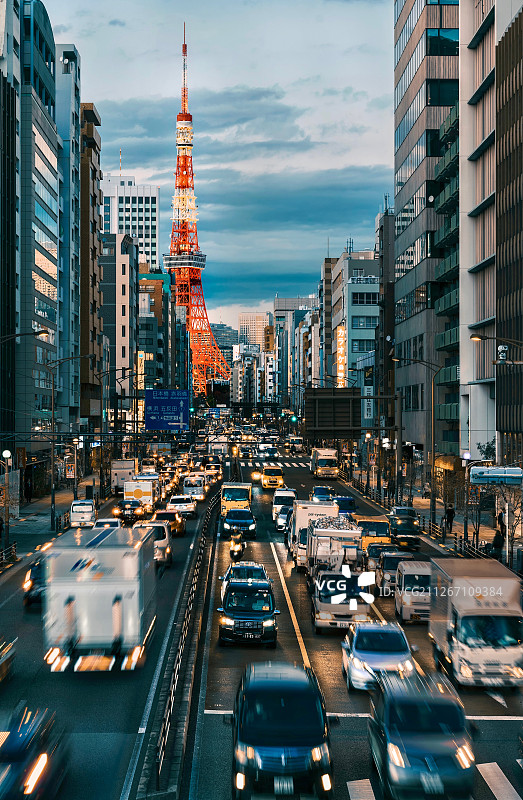 东京塔日落夜景图片素材