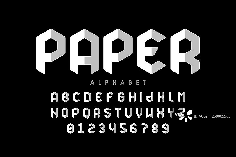 折纸风格字体设计折纸字母表图片素材