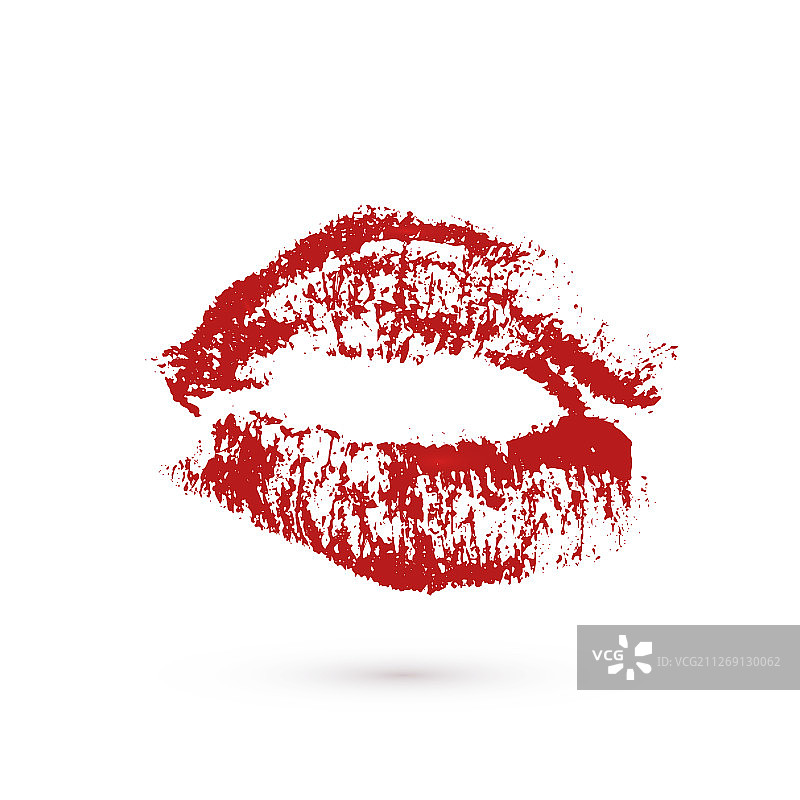 红色的唇印印在白色的背景上图片素材