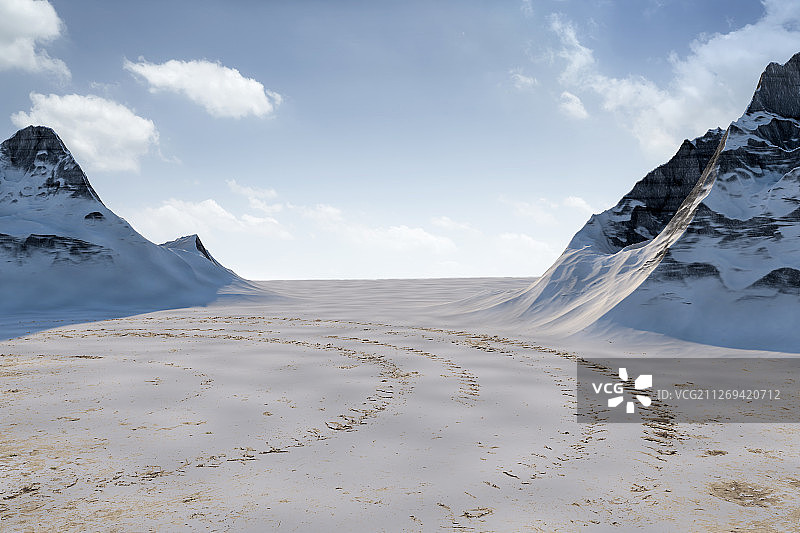 三维渲染雪山雪地图图片素材