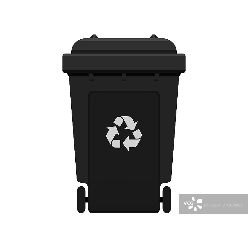 垃圾箱回收塑料黑色滑轮垃圾箱图片素材