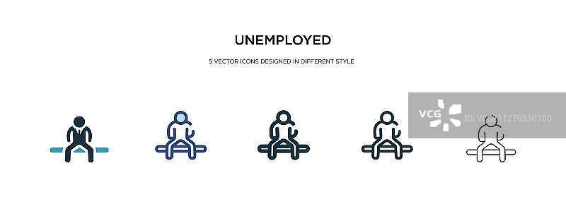 失业图标在不同的风格两种颜色图片素材