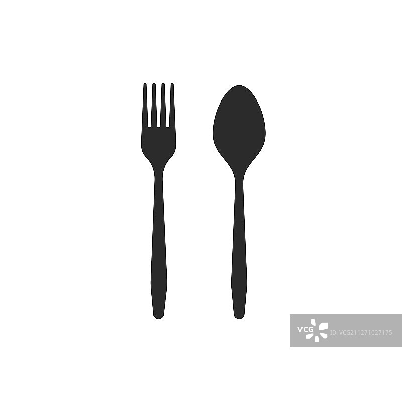 餐具交叉汤匙和叉子上的黑色图标图片素材