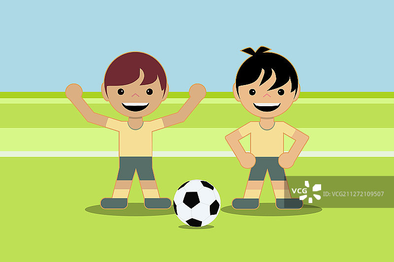 两个孩子在玩足球图片素材