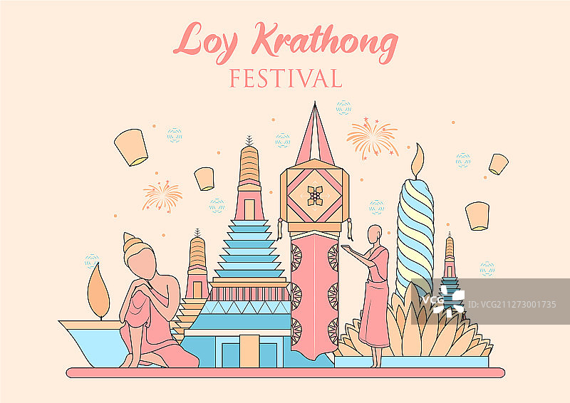 Loy krathong暹罗节日灯图片素材