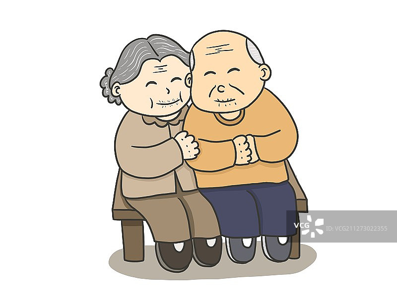 插画：老年人相互陪伴图片素材