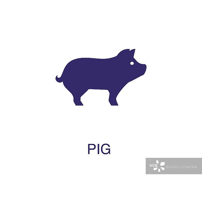 猪的元素在平面简约风格上的白色图片素材
