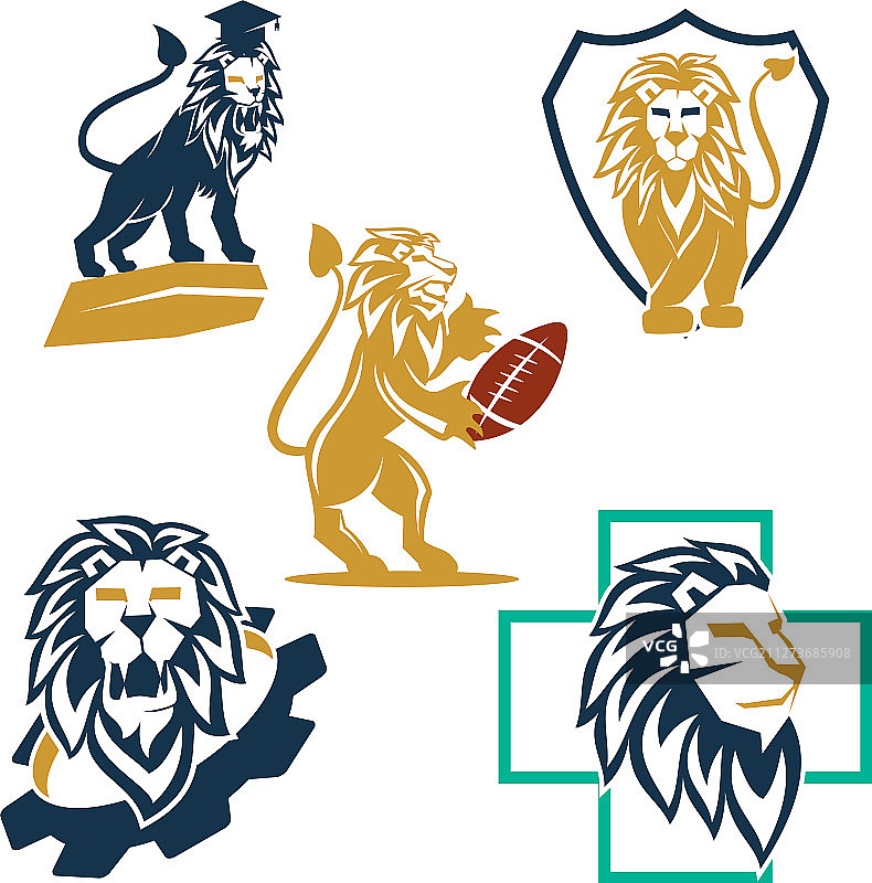狮子齿轮盾十字ruglogo设计符号图片素材