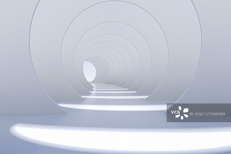 3D圆形抽象隧道背景图片素材