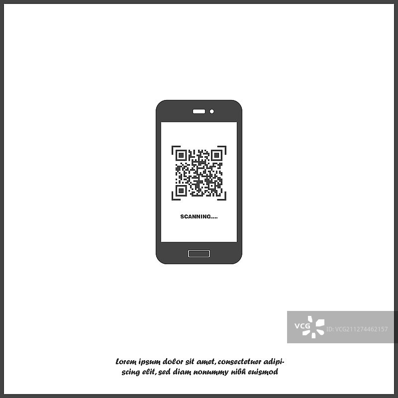 二维码扫描手机图标上的白色隔离图片素材