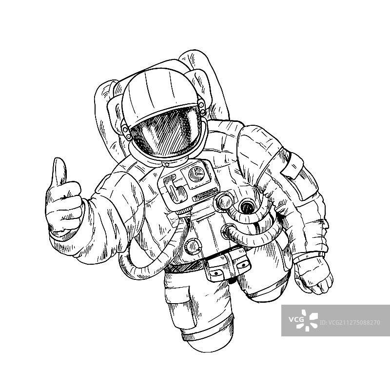 宇航员穿着太空服，做一只手ok的手势图片素材