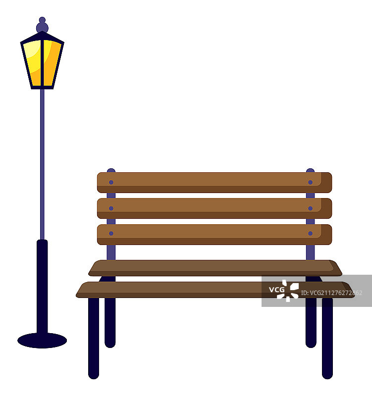 木制长凳和户外灯笼灯图片素材