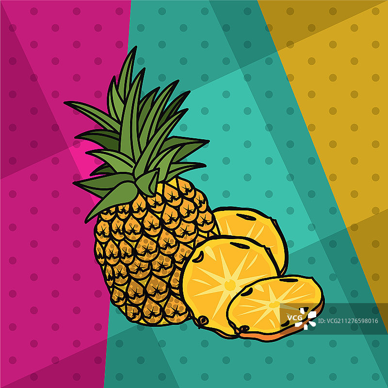 海报波普艺术风格的菠萝水果图片素材