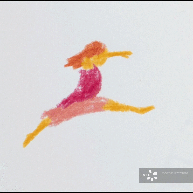 粉红跳跃女孩动画图片素材