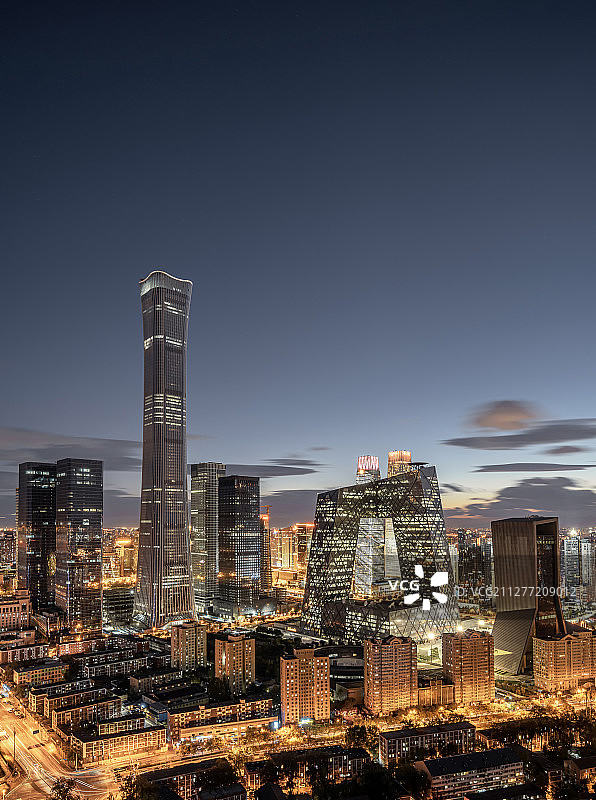 北京CBD夜景天际线图片素材