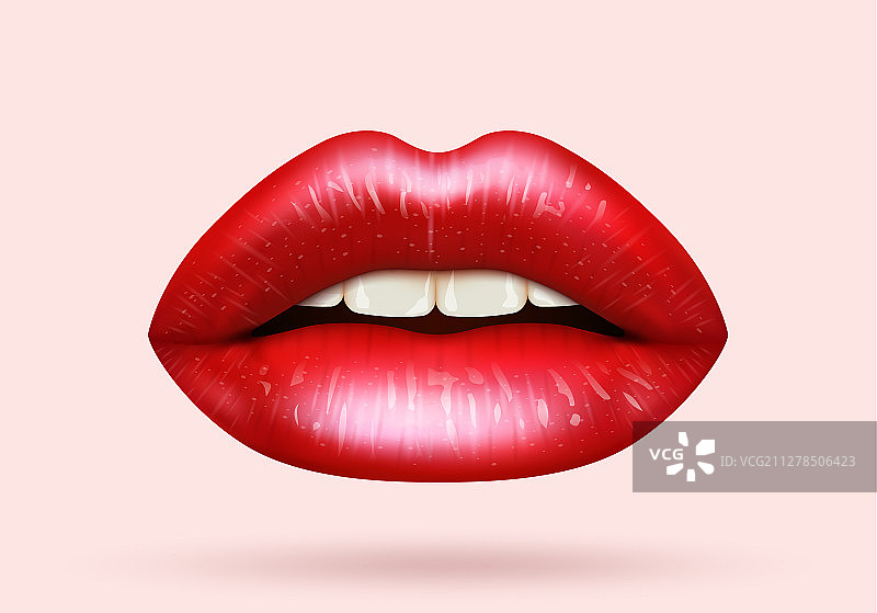 红色女性的嘴唇孤立现实图片素材