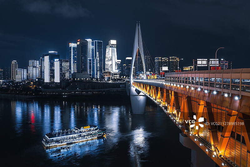 重庆千厮门大桥嘉陵江夜景图片素材