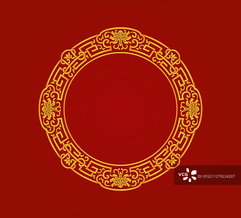 红色传统圆形边框图片素材
