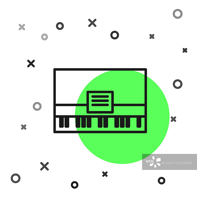 黑色线钢琴图标孤立在白色背景图片素材