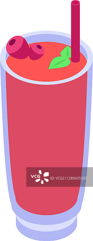 红色冰沙图标等距风格图片素材