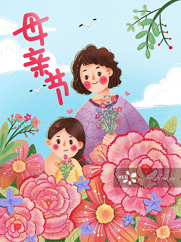感恩母亲节送花康乃馨图片素材