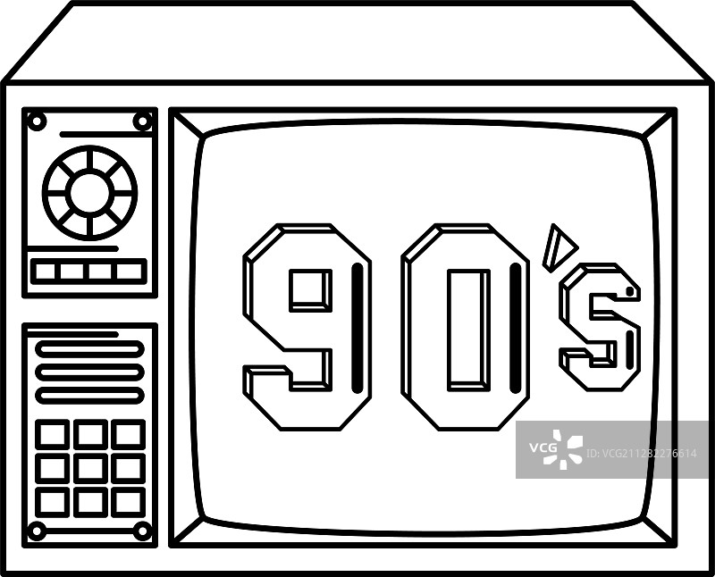 电视90年代复古风格孤立图标图片素材