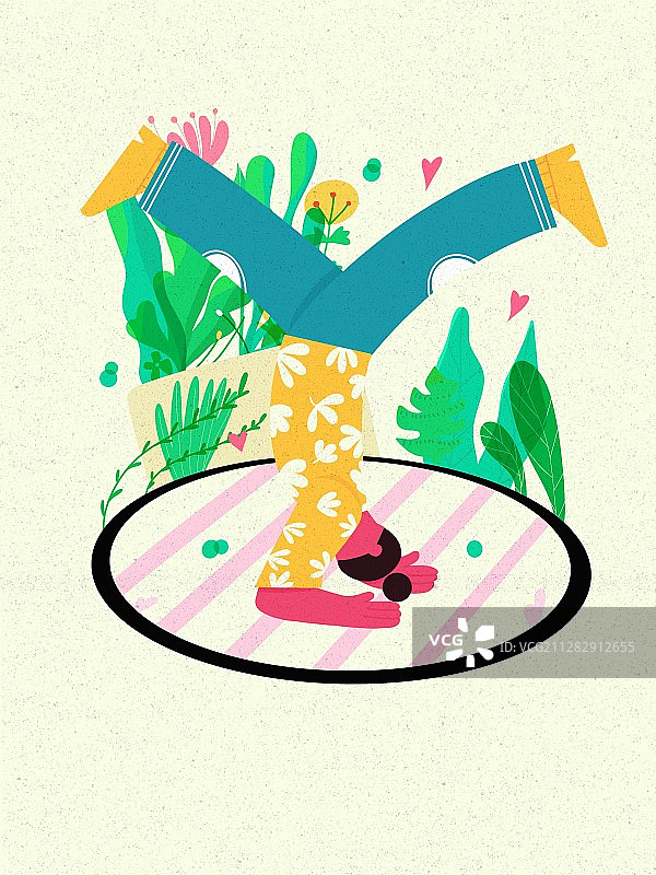 植物与女孩瑜伽系列字母插画字母Y图片素材