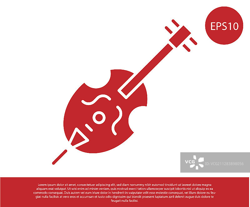 红色小提琴图标孤立在白色背景图片素材