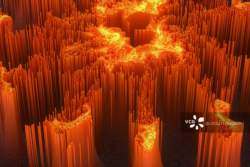 蔓延伸展的红色火焰粒子 3D渲染图片素材