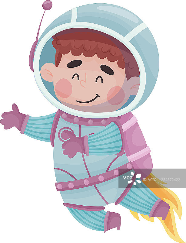 小宇航员穿着太空服探索图片素材