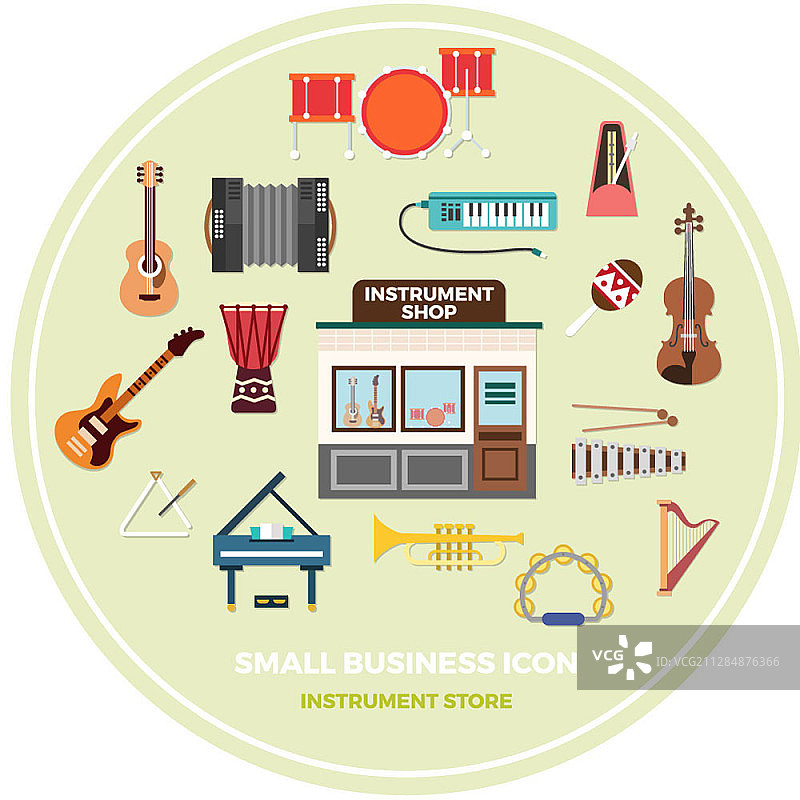小型企业矢量图标乐器商店图片素材