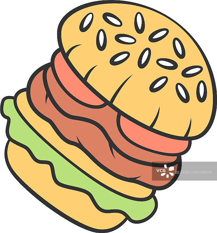 汉堡颜色图标快餐咖啡馆餐厅小吃图片素材