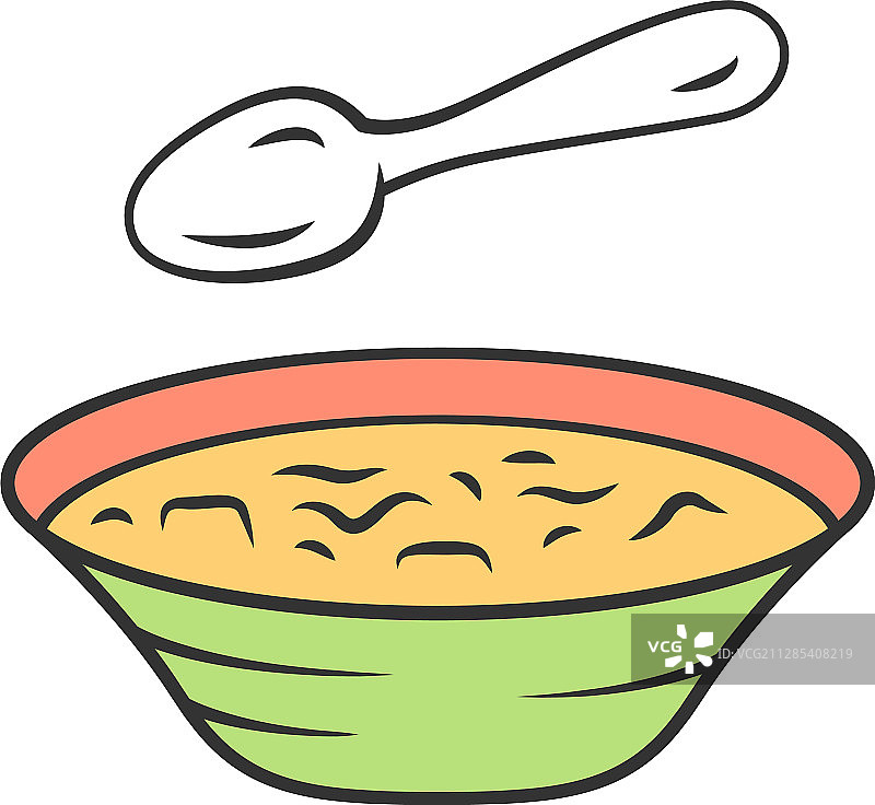 汤的颜色图标碗和勺子厨房用具热图片素材