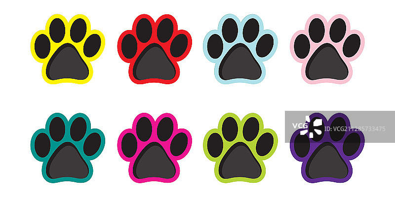 狗或猫的脚印图标上的白色背景图片素材