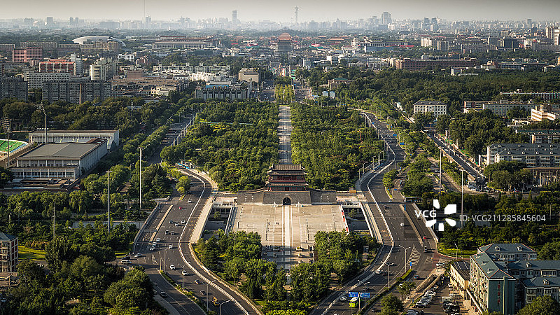 北京中轴线永定门航拍图片素材