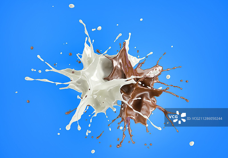 牛奶和巧克力互相溅，插图图片素材