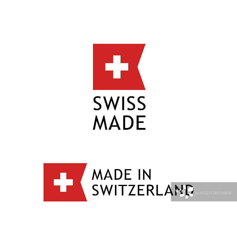 瑞士制造贴有瑞士国旗的标签贴纸图片素材