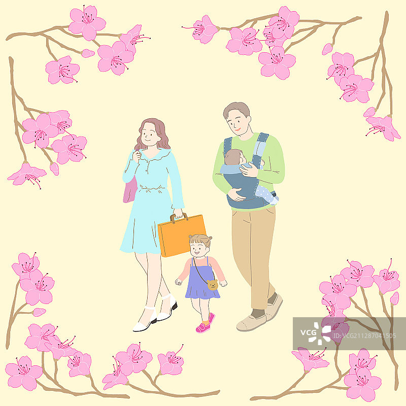 春天花框与快乐的人插图010图片素材