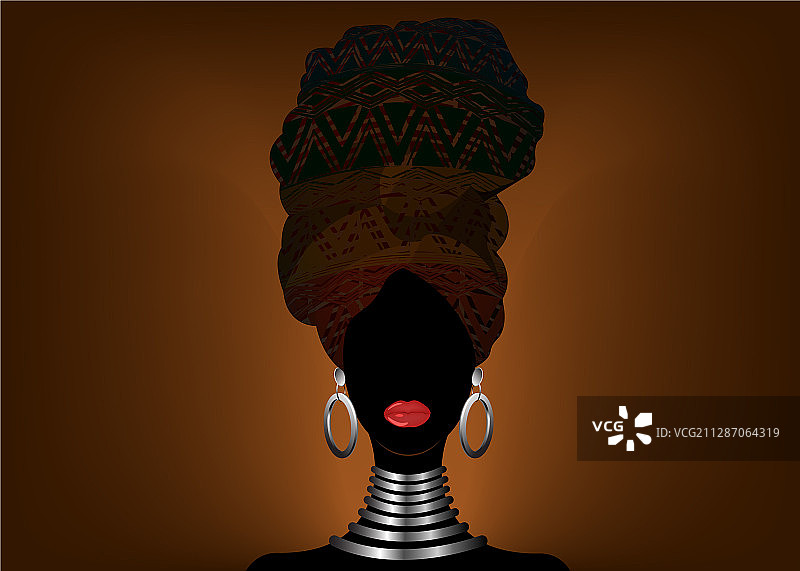 非洲妇女在传统的民族头巾蜡染图片素材