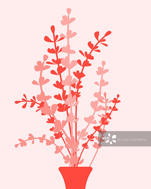插在花瓶里的带叶子的红枝图片素材