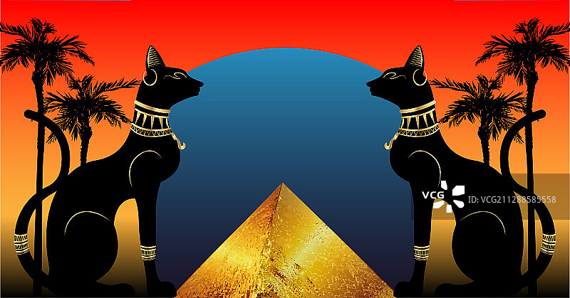 埃及猫和古金字塔bastet古图片素材