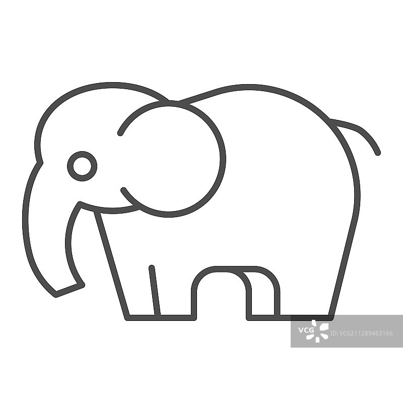 大象细线图标站狩猎动物图片素材