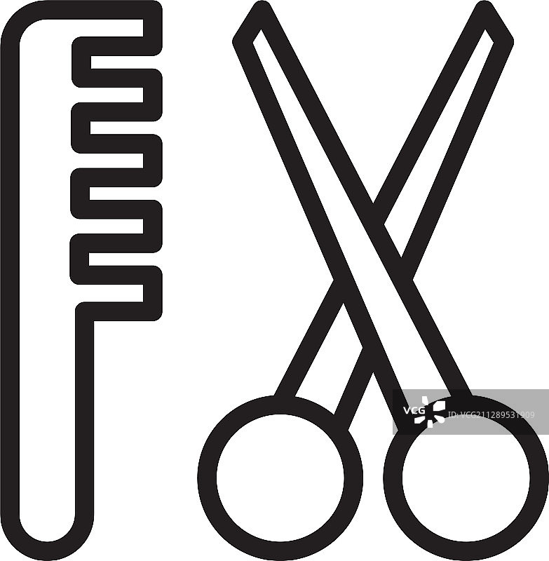 梳子和剪刀的图标模板黑色图片素材