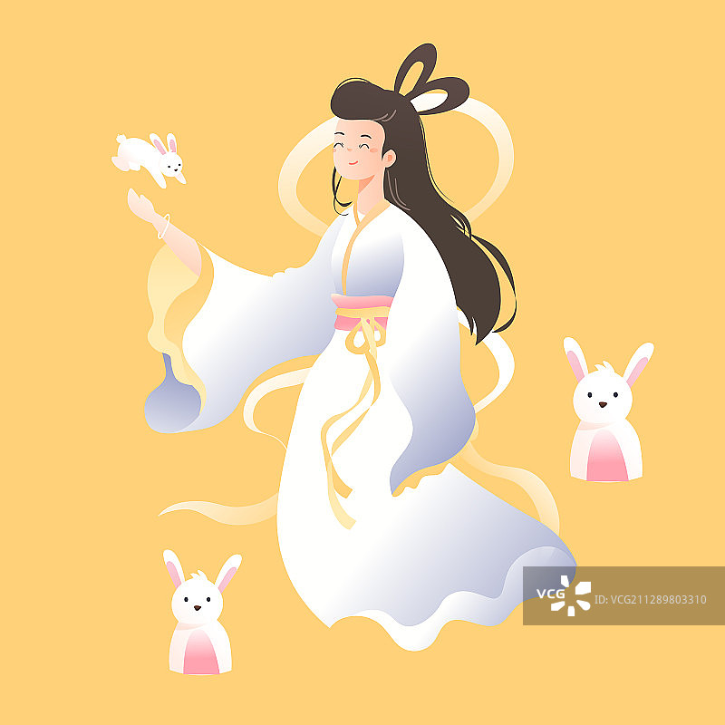中秋节月饼玉兔嫦娥奔月美食活动送礼中国风矢量插画图片素材