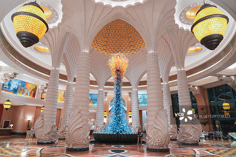 酒店，天花板，地板，酒店大堂，迪拜，阿拉伯联合酋长国，亚特兰图片素材