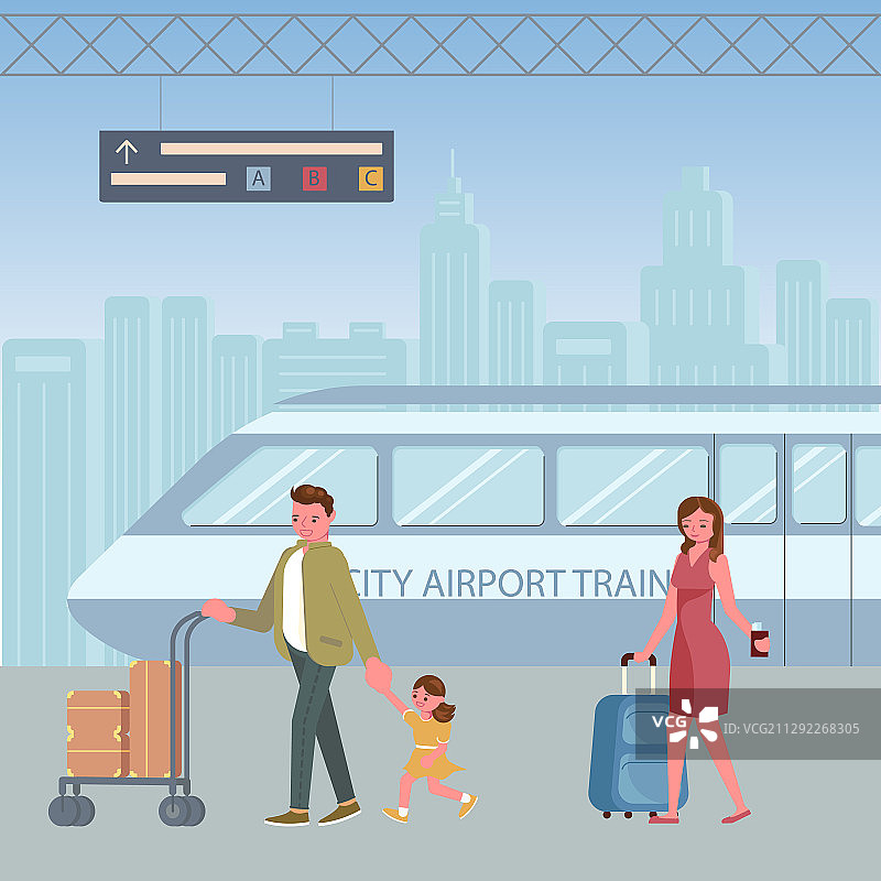 城市机场列车和旅客图片素材