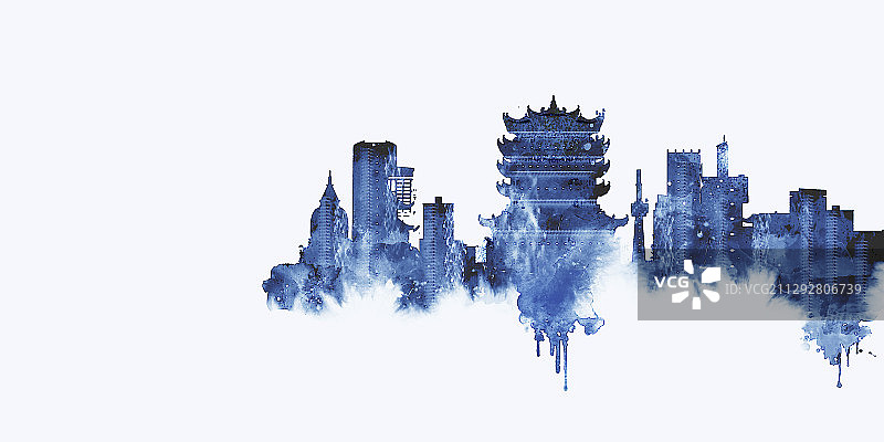武汉城市剪影图片素材