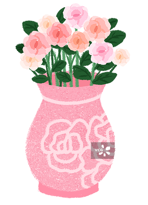 插着玫瑰的粉色花瓶图片素材