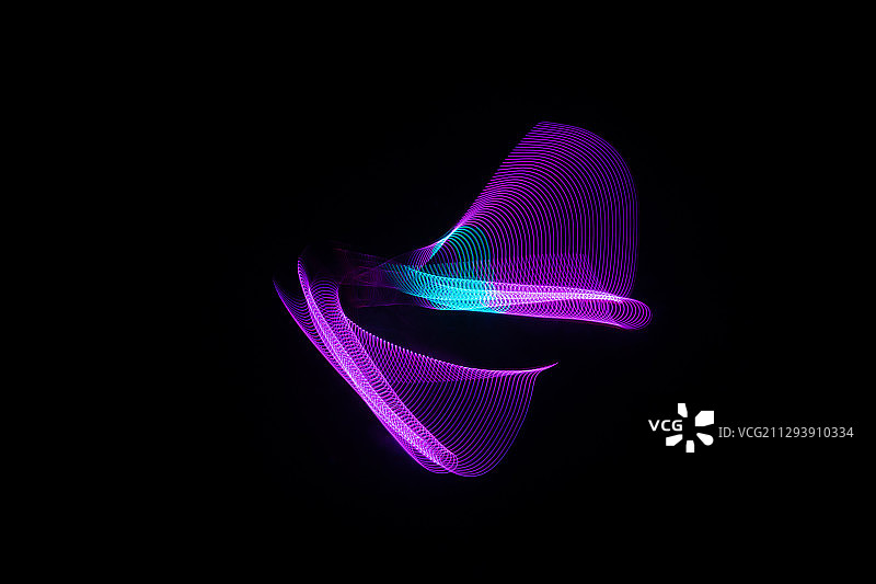 LED光绘多彩立体空间几何图形螺旋创意摄影黑色背景素材图片素材